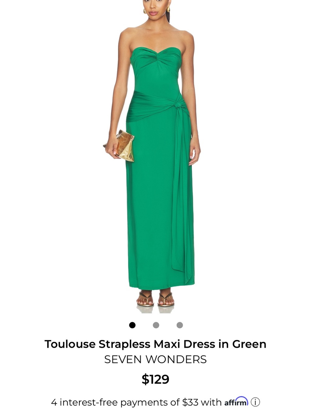 Seven Wonders Strapless Twist-Bodice Maxi Dress in Green